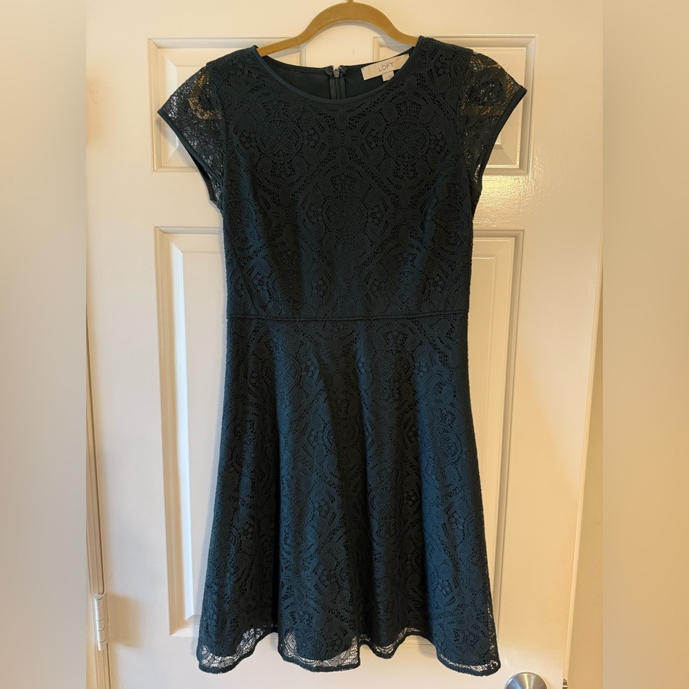 LOFT Hunter Green Lace Dress